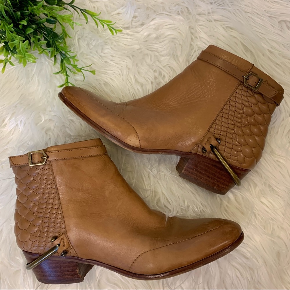 Sam Edelman Western Brown Beige Tan Ankle Booties Size 6.5